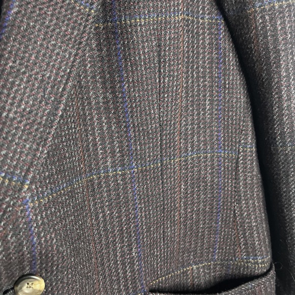 Vintage Austin Reed Men's Wool Blazer, Navy/Purple/Maroon Plaid, Size In Descrip - Picture 2 of 7